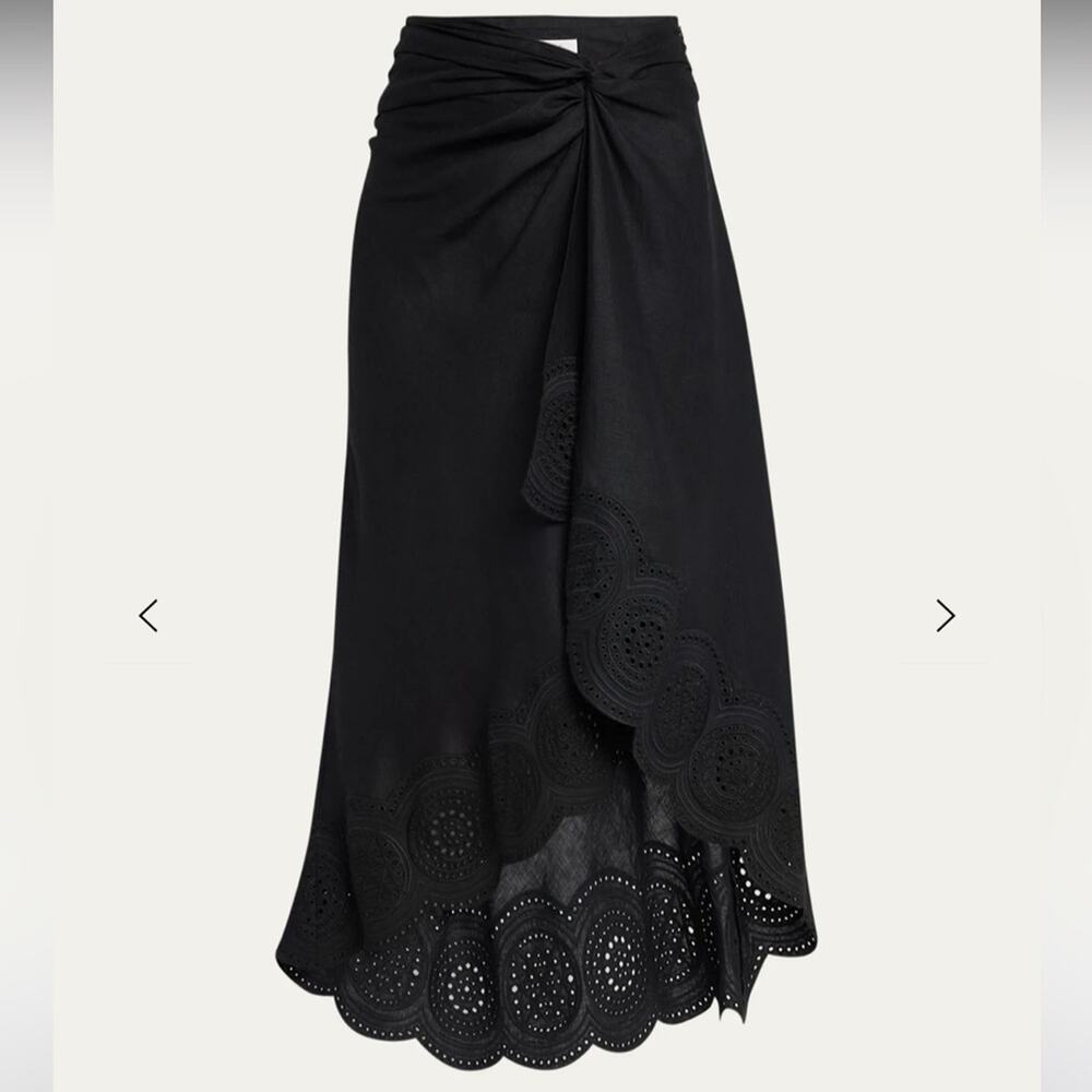 NEW A.L.C. Heather black linen eyelet hi lo skirt - Picture 4 of 15